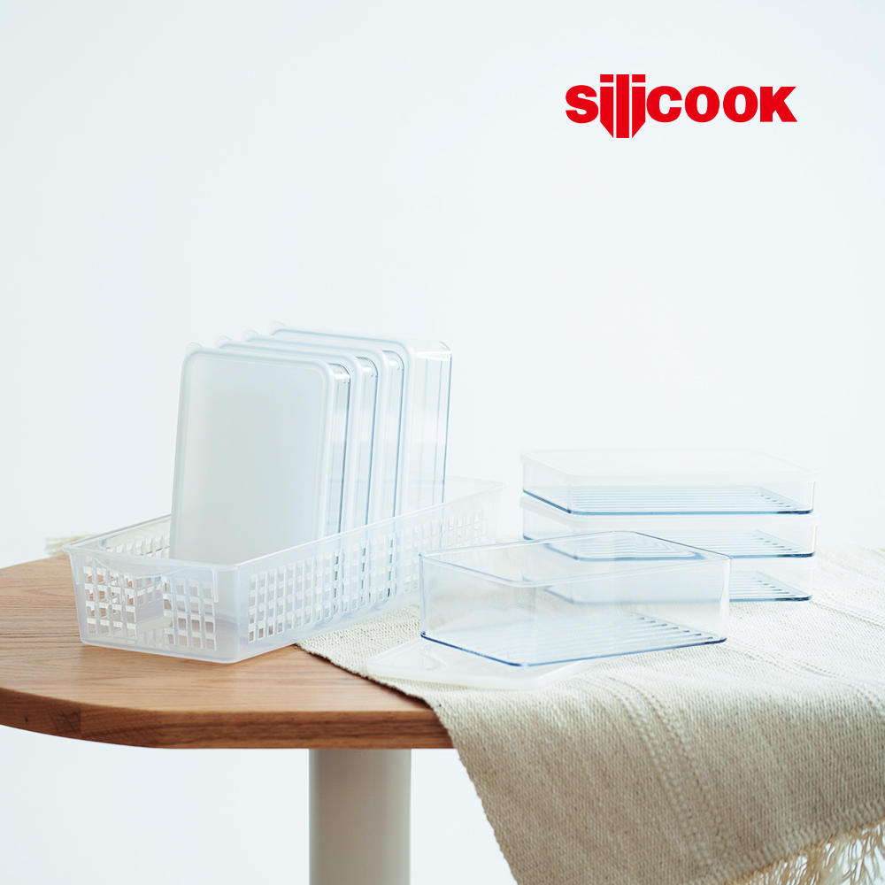 【silicook】萬用食材9件組 600ml&1200ml 附底座 組合A