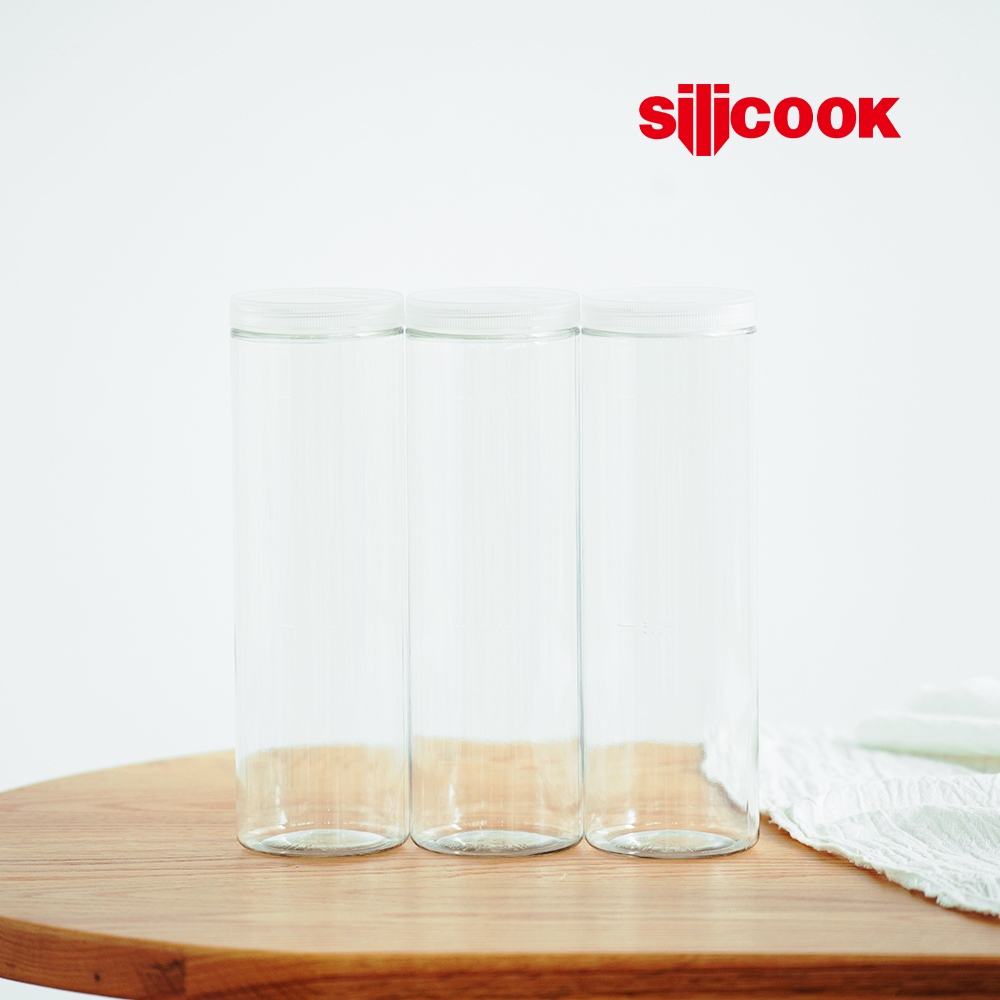 【silicook】圓型直筒收納盒 1200ml (3入)(此商品可搭配義大利麵蓋/水瓶蓋)