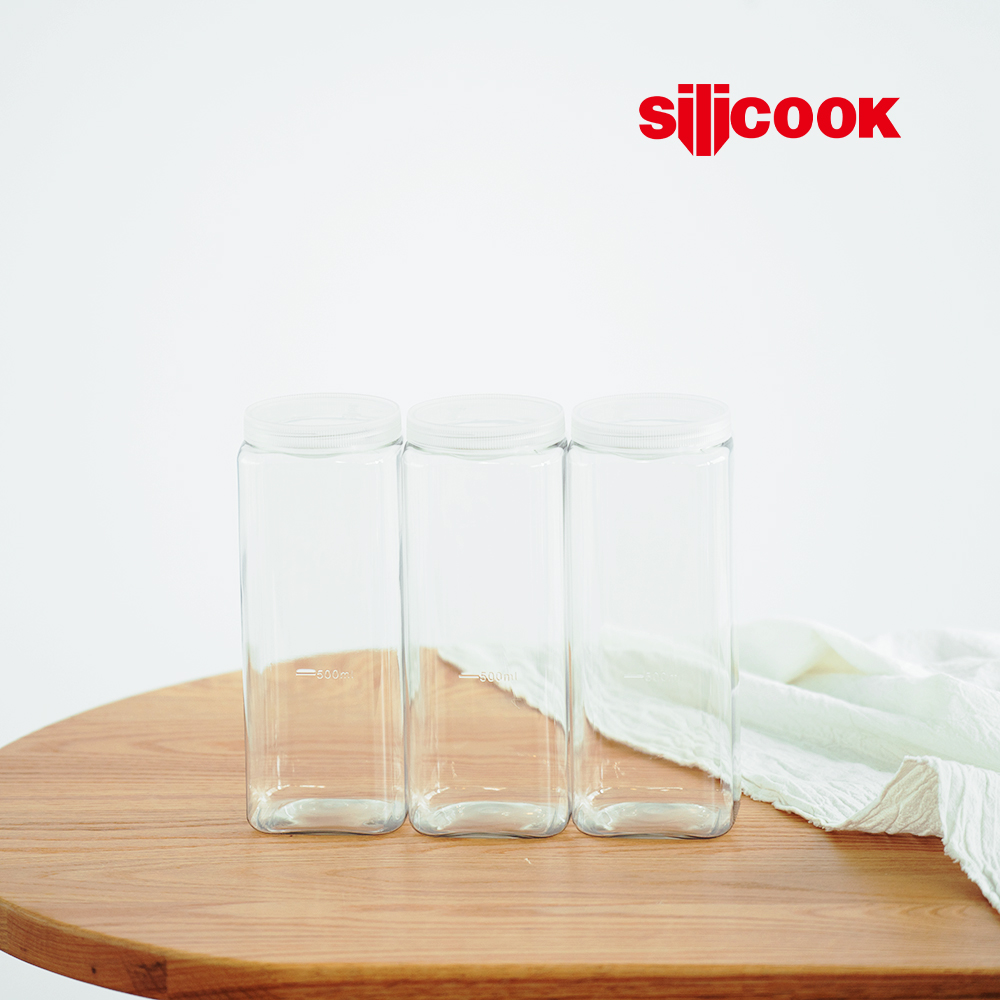 【silicook】方型直筒收納盒 1200ml (3入)(此商品可搭配義大利麵蓋/水瓶蓋)