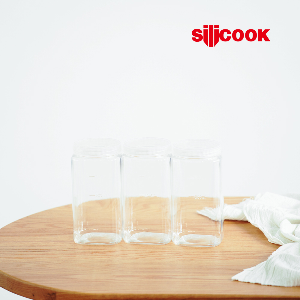 【silicook】方型直筒收納盒 880ml (3入)(此商品可搭配義大利麵蓋/水瓶蓋)
