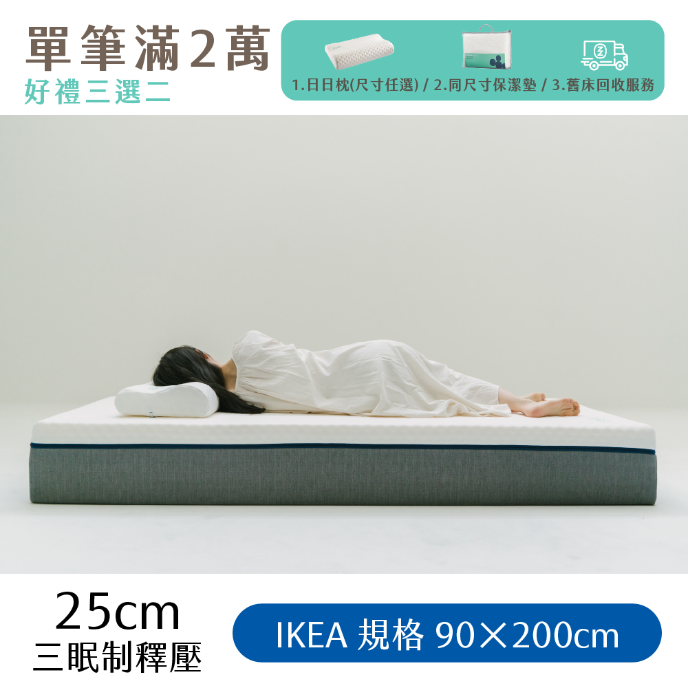 （體驗點專用）【日日居】IKEA規格_三眠制釋壓床墊(25cm) [90 x 200cm]