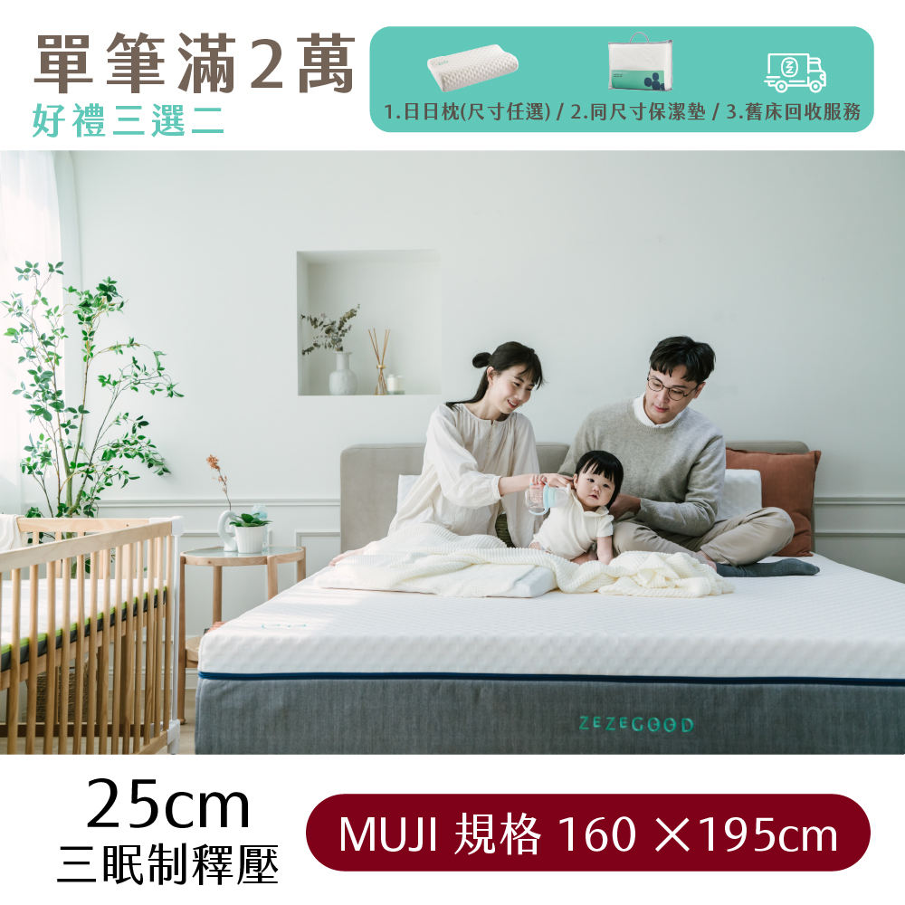 （體驗點專用）【日日居】MUJI規格_三眠制釋壓床墊(25cm) [160 x 195cm]