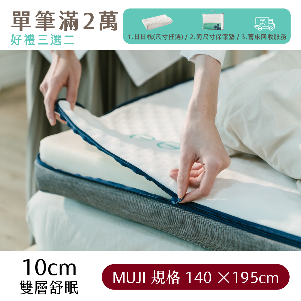 （體驗點專用）【日日居】MUJI規格_雙層舒眠床墊(10cm) [140 x 195cm]
