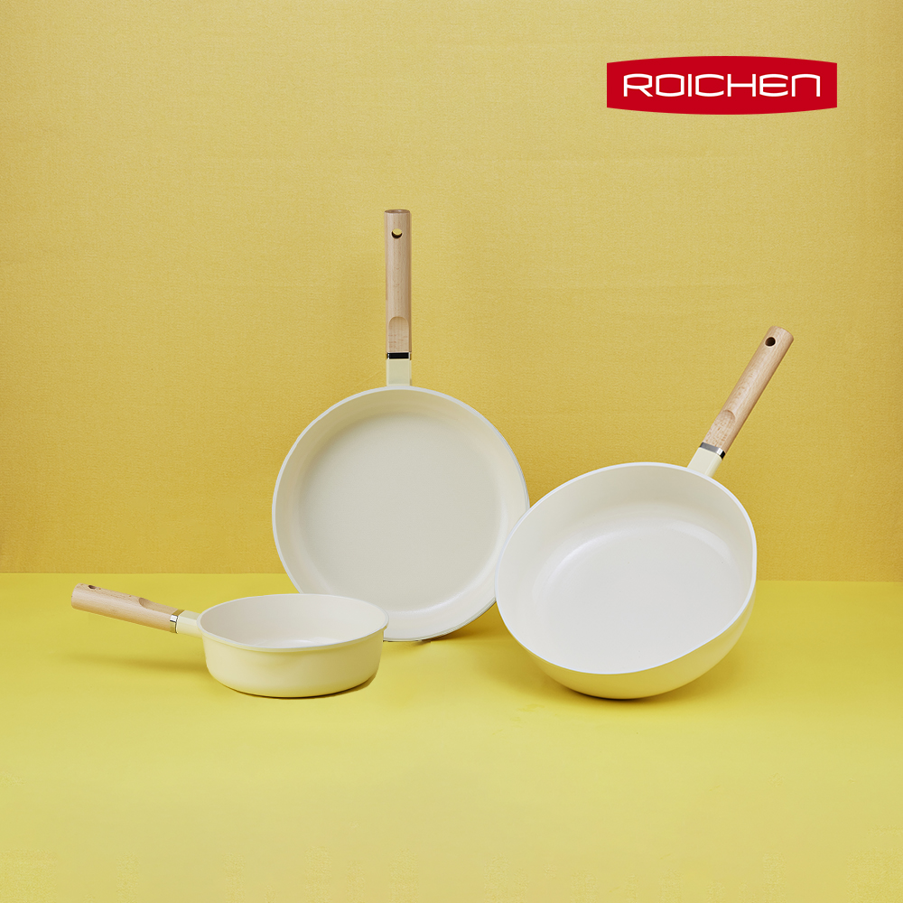 【Roichen】陶瓷不沾3鍋組 (深炒鍋20CM+平底鍋28CM+深炒鍋28CM) - 3色任選